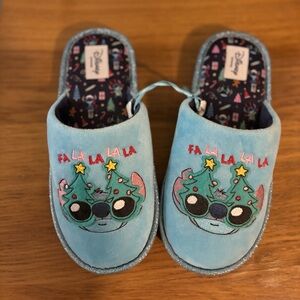 Disney Stitch Festive Blue Slip on Slippers New Size Medium 7/8